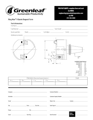 Greenleaf Corporation Ring Max II Quote Request Form