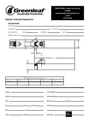 Greenleaf Corporation Ring Max Lathe Quote Request Form